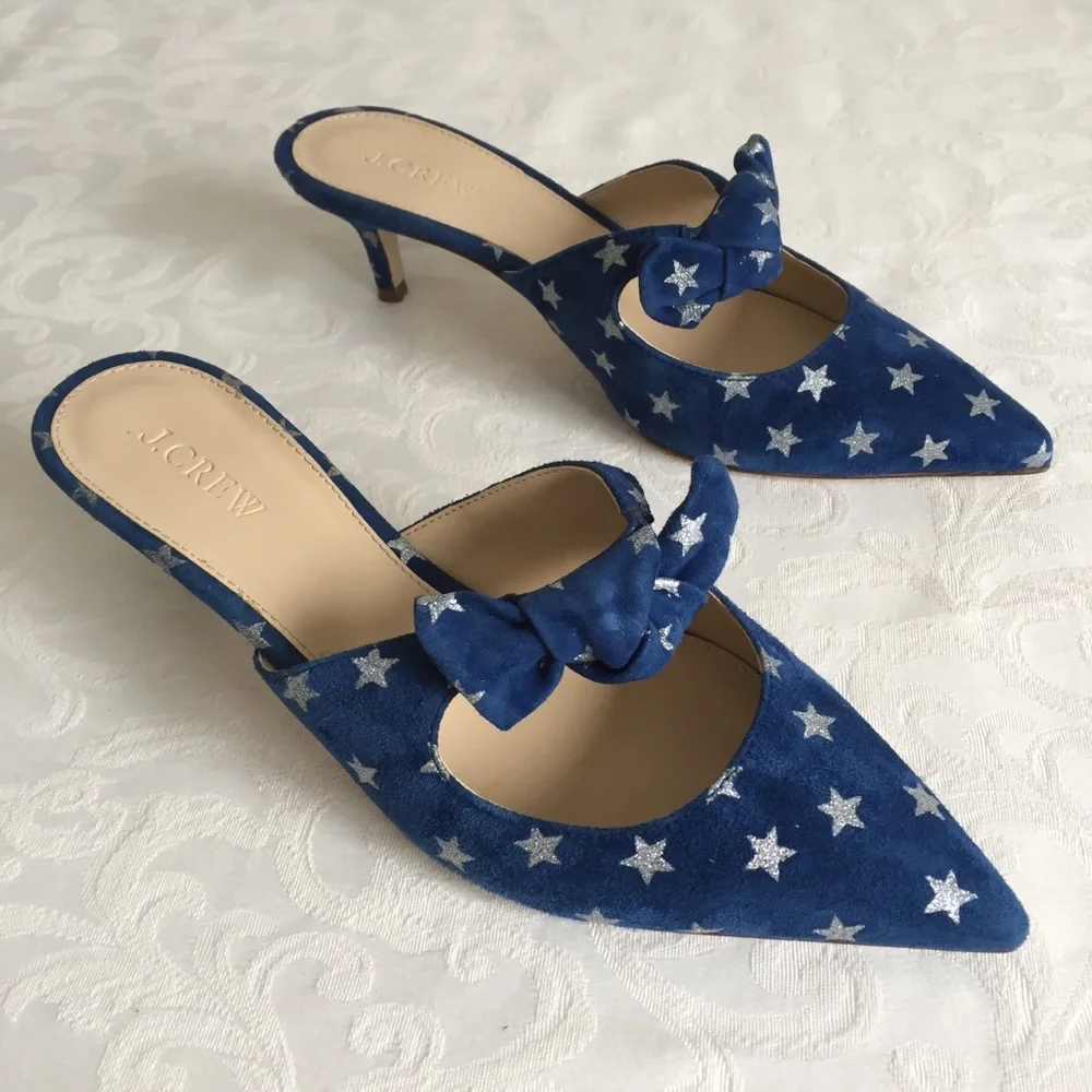 J. Crew glittery stars with bow sandals